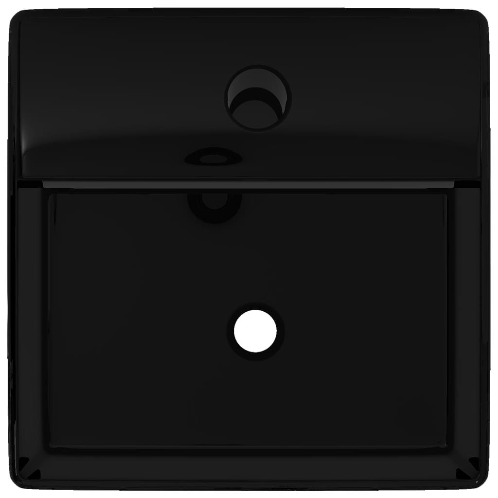 Wastafel met kraangat zwart vierkant keramiek