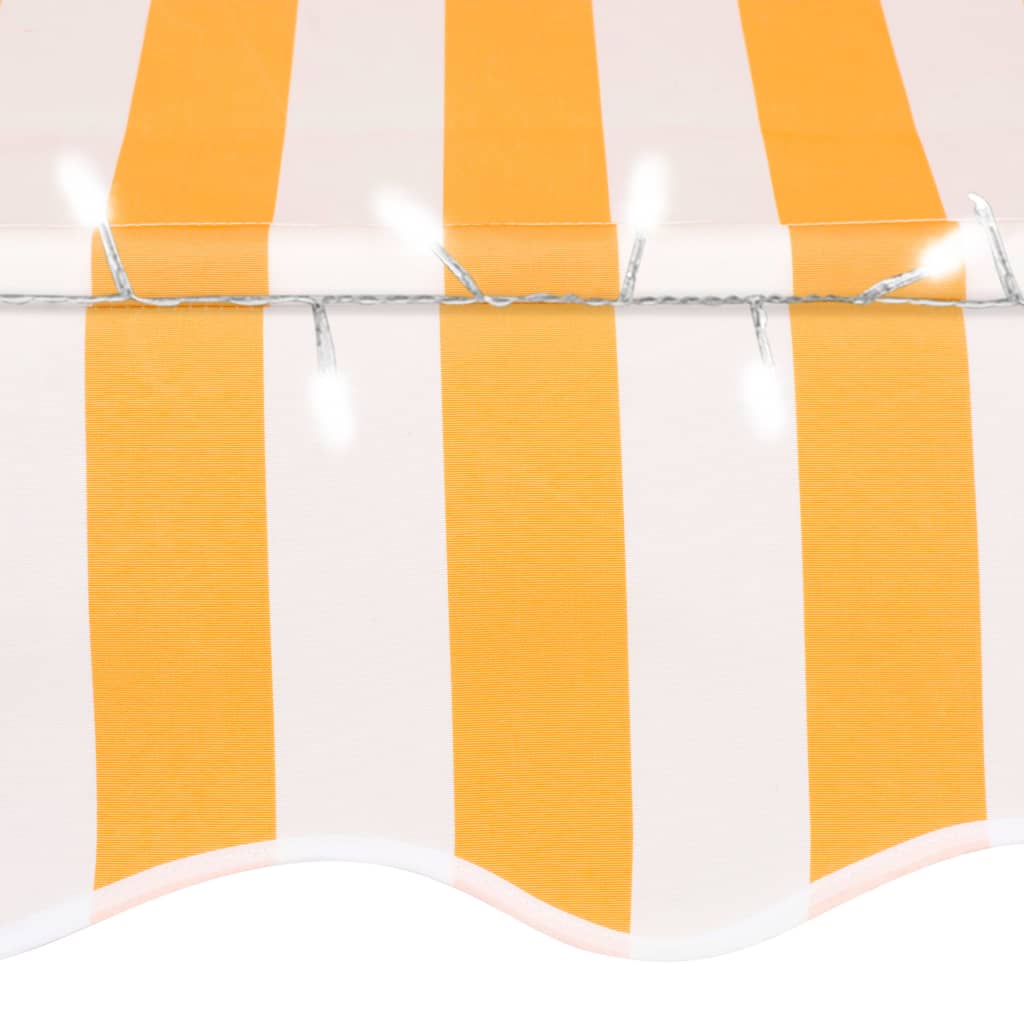 Luifel handmatig uitschuifbaar met LED 150 cm wit en oranje