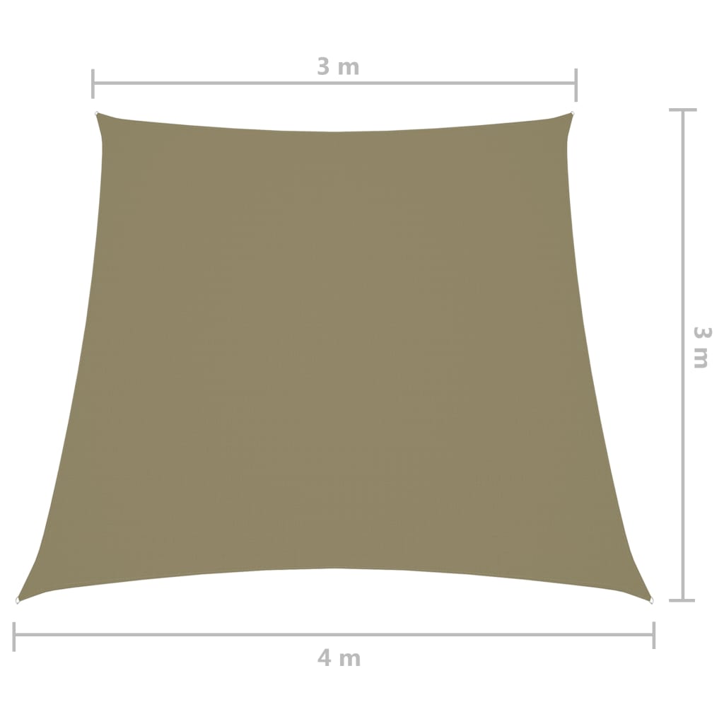 Zonnescherm trapezium 3/4x3 m oxford stof beige