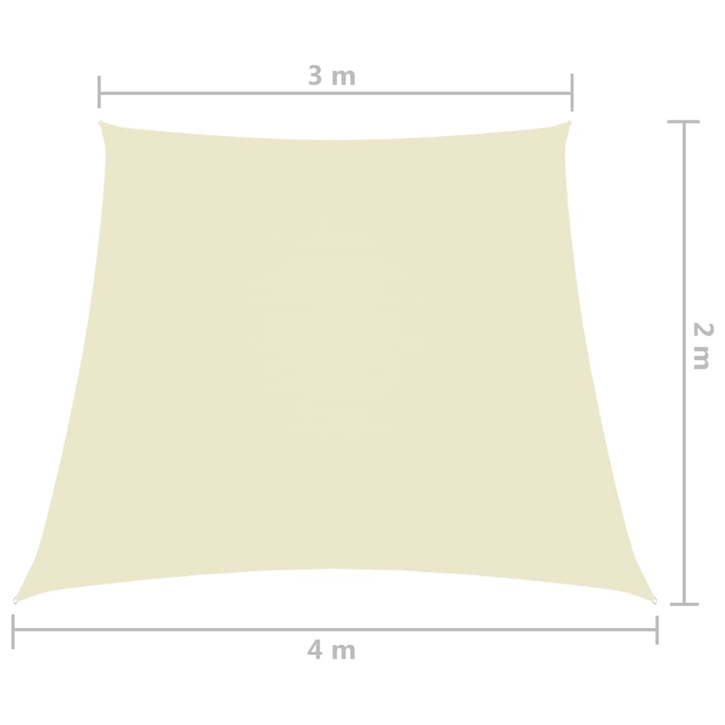 Zonnezeil trapezium 2/4x3 m oxford stof crèmekleurig